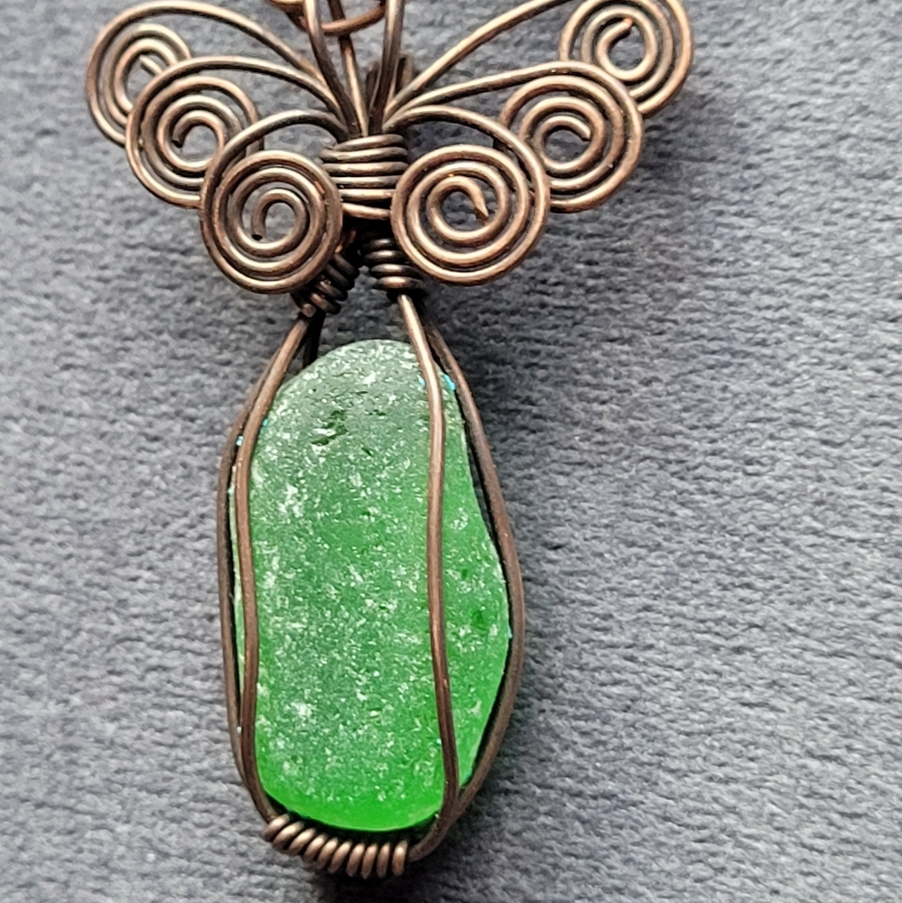 Authentic Green Chesapeake Bay Sea Glass Necklace, Earrings, Bracelet Set